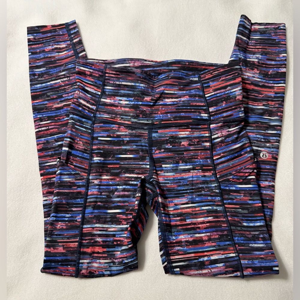 Lululemon Fast & Free 7/8 Tight II Size 4 Nulux 23" In Hinshu Alpine White Multi